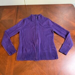 WoolOvers 100% Pure New Wool Zip Cardigan Purple Women's Small